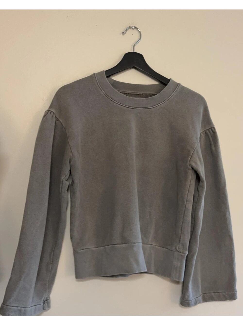 Madewell X Karen Walker Sweatshirt Womens Small Gray Puff Sleeve Crewneck Terry